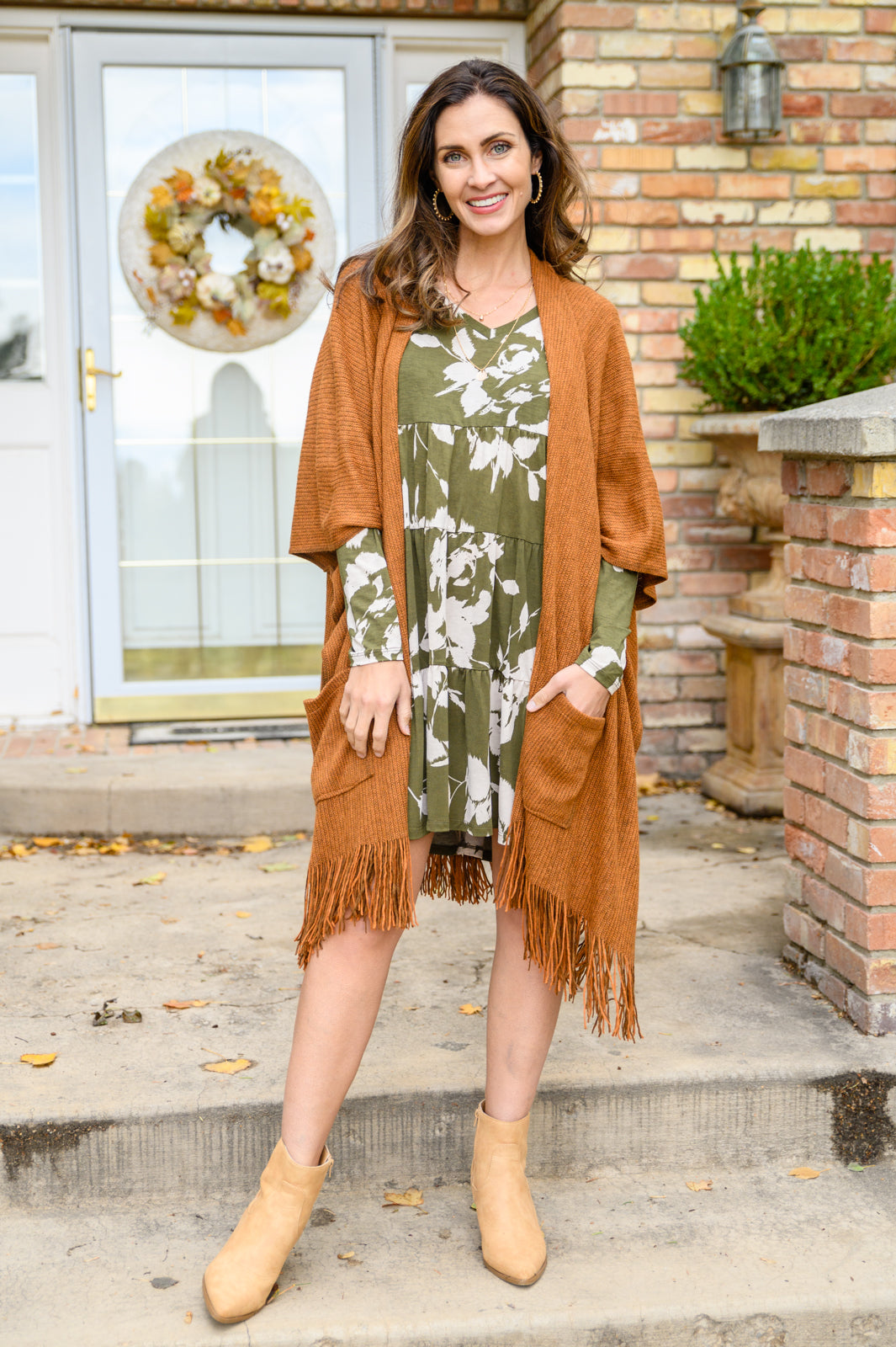 Worthwhile Moment Floral Tiered Dress In Olive - Shop All Around Divas