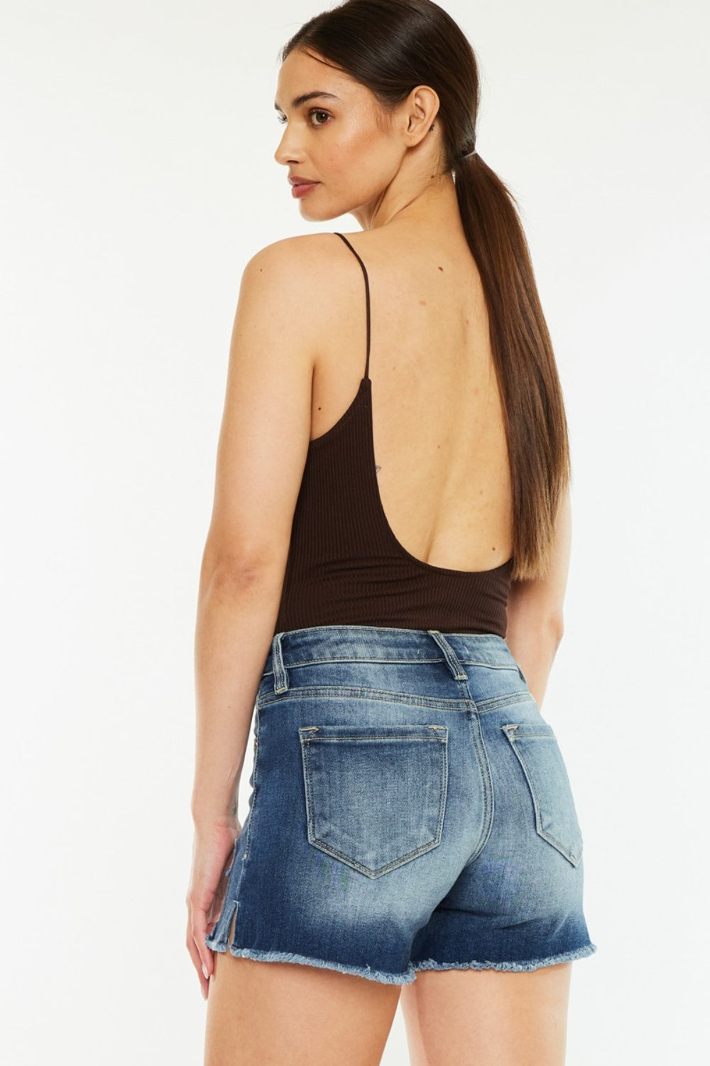 Kancan High Waist Raw Hem Denim Shorts - Shop All Around Divas