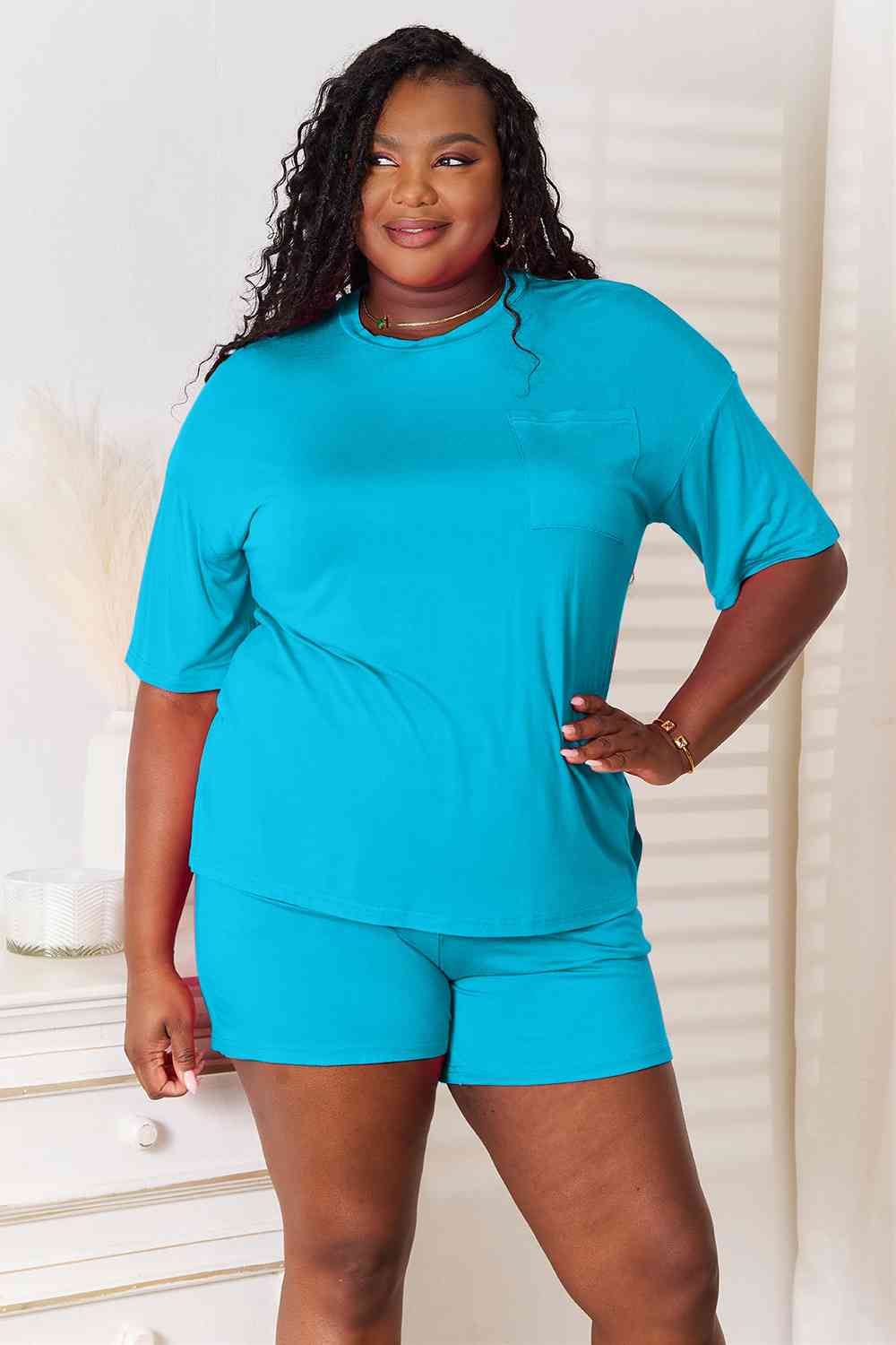 Basic Bae Full Size Soft Rayon Half Sleeve Top and Shorts Set - Shop All Around Divas