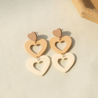 Cutout Heart Acrylic Dangle Earrings - 3 Colors