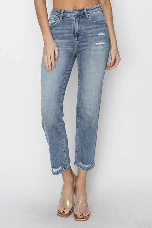 RISEN High Waist Distressed Cropped Jeans - Shop All Around Divas