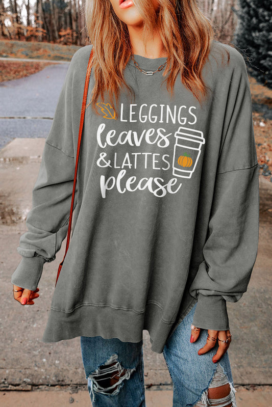 LEGGINGS LEAVES LATTES PLEASE Graphic Sweatshirt