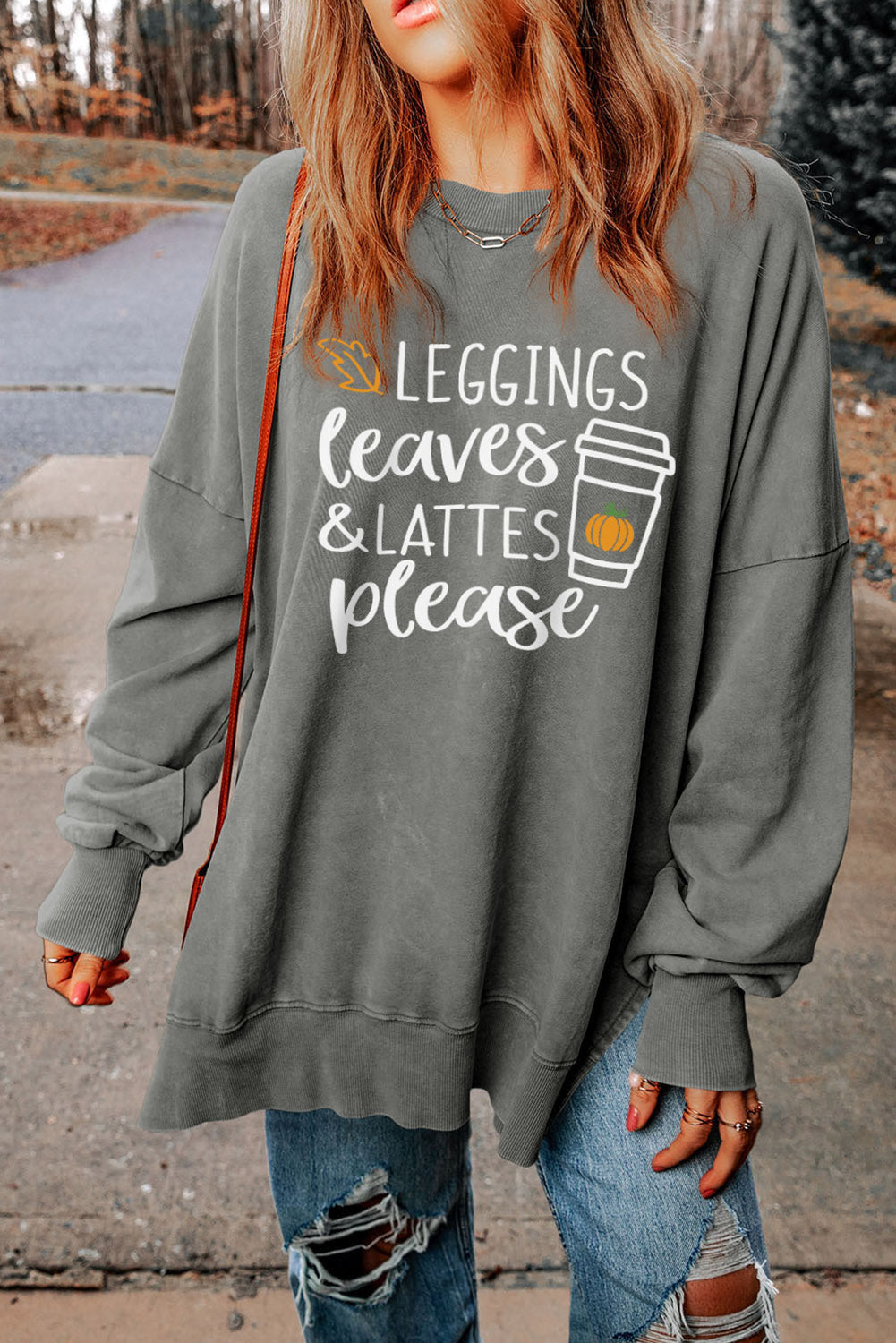 LEGGINGS LEAVES LATTES PLEASE Graphic Sweatshirt - Shop All Around Divas