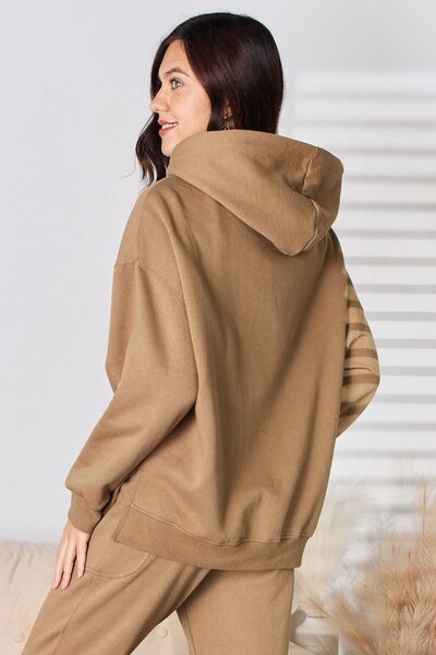 RISEN Drawstring Drop Shoulder Long Sleeve Hoodie - Shop All Around Divas