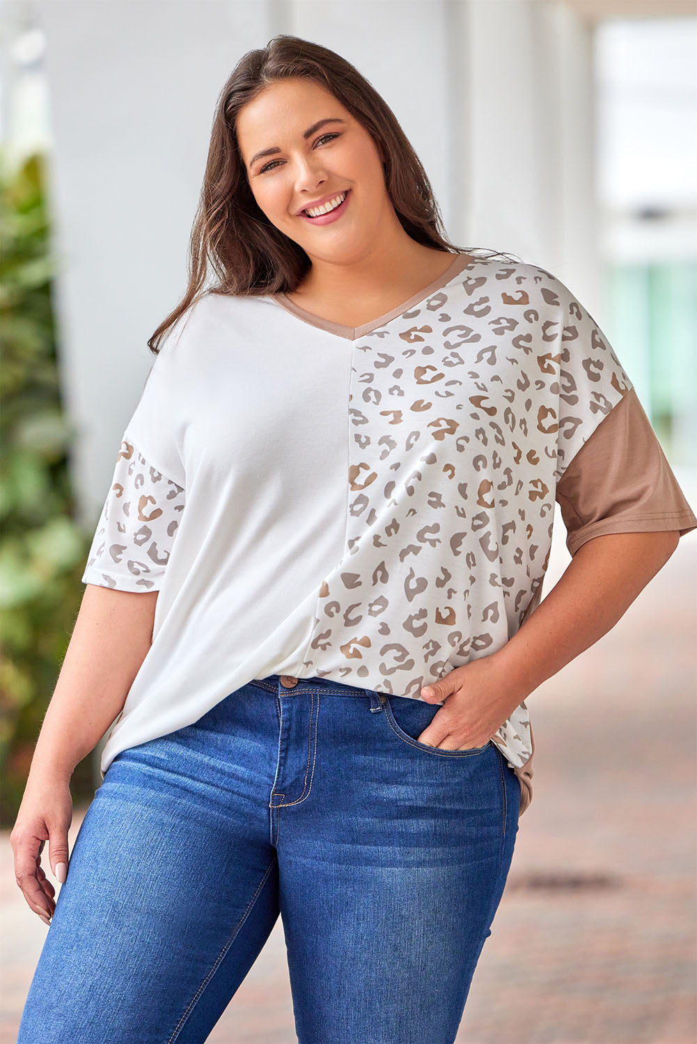 Nora Leopard V-Neck T-Shirt - CURVY - 3 Colors - Shop All Around Divas