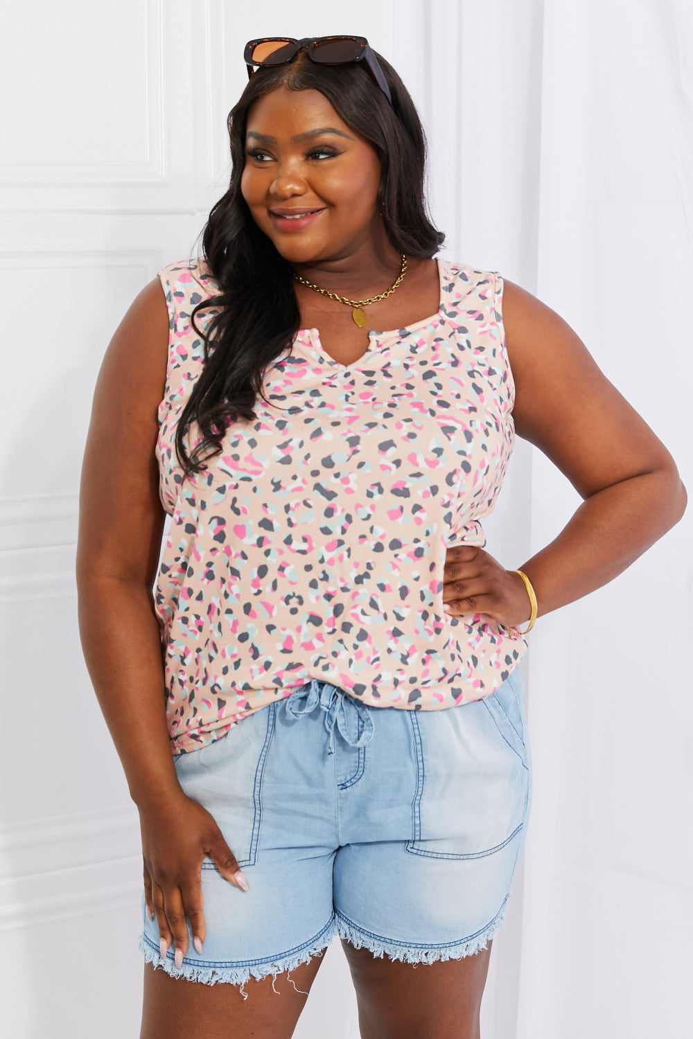 Surprise Party Printed Sleeveless Top - Shop All Around Divas