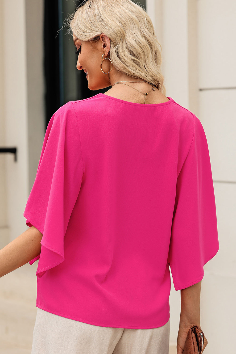 V-Neck Cloak Sleeve Blouse - Shop All Around Divas