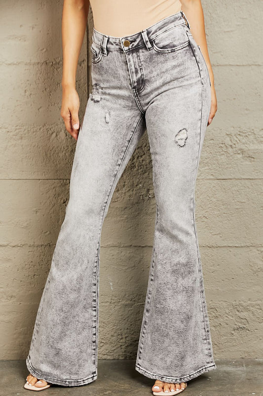 Lorena High Waisted Acid Wash Flare Jeans
