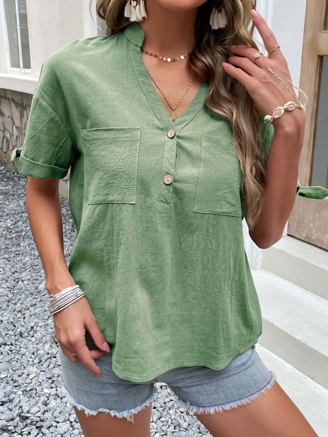 California Dreaming Cuffed Sleeve Blouse - 3 Colors