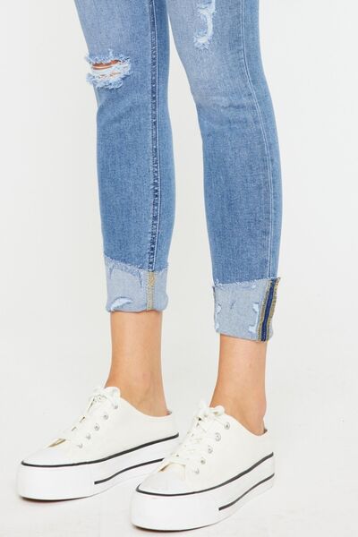 Kancan Distressed Cat's Whiskers Button Fly Jeans - Shop All Around Divas