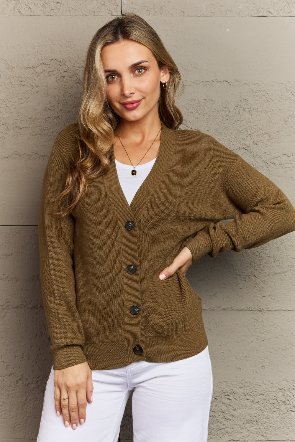 Kiss Me Tonight Button Down Cardigan in Olive - Shop All Around Divas