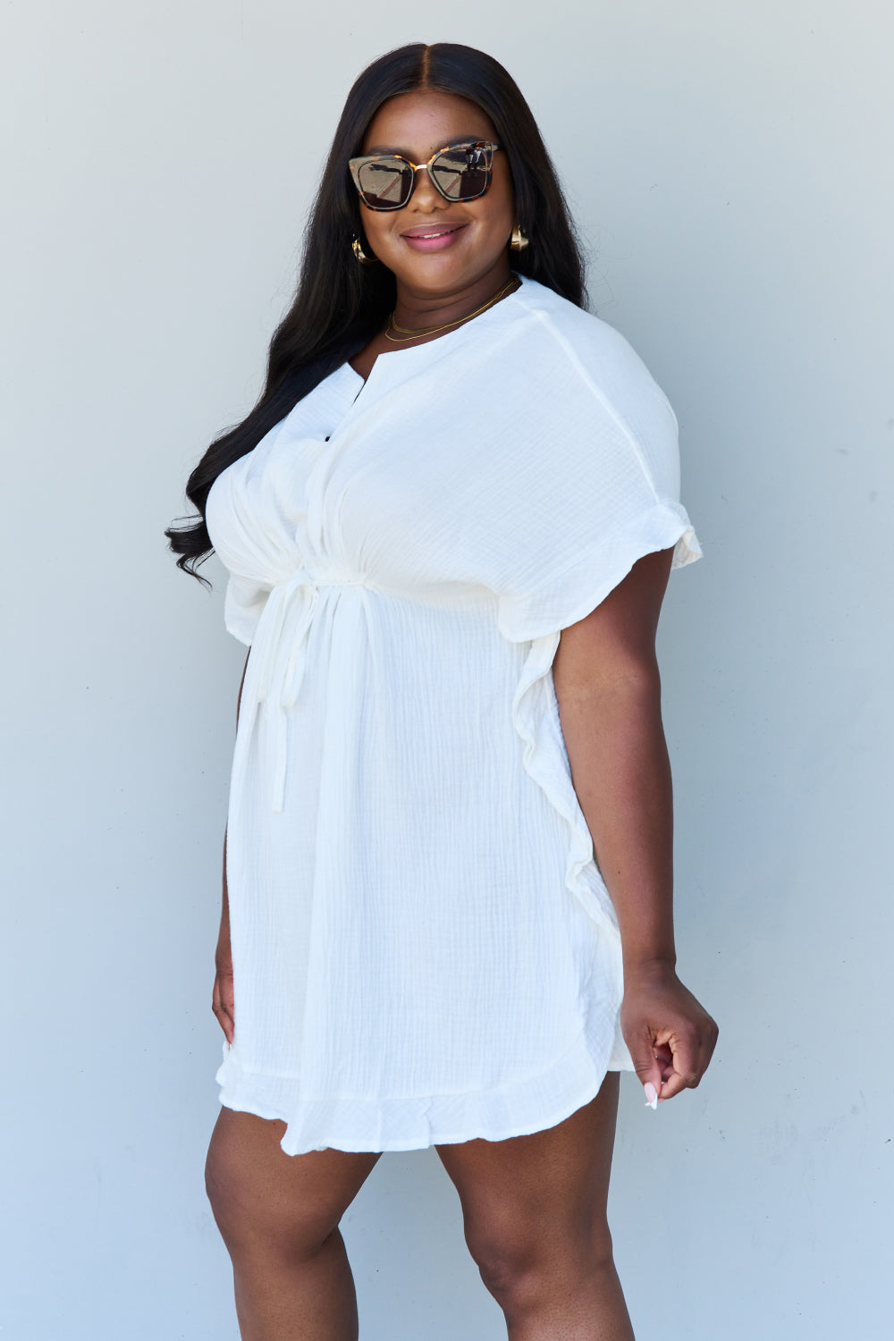 Out Of Time Ruffle Hem Dress in White - Shop All Around Divas