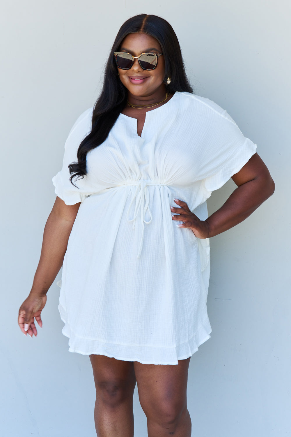 Out Of Time Ruffle Hem Dress in White - Shop All Around Divas