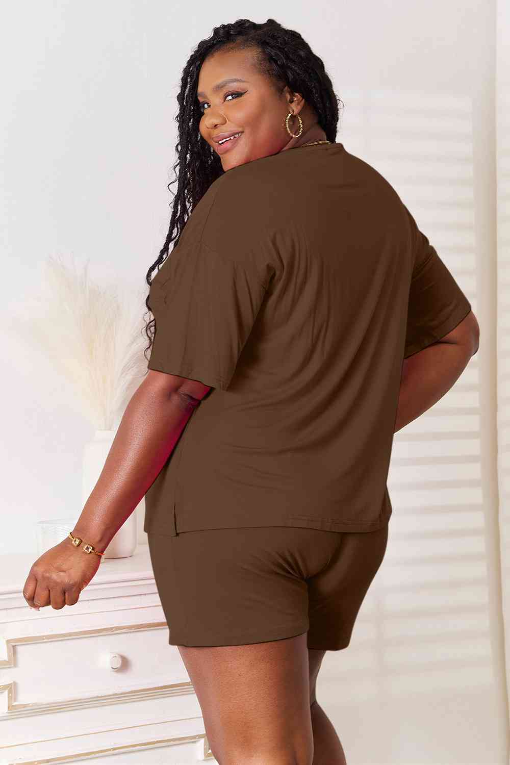 Basic Bae Full Size Soft Rayon Half Sleeve Top and Shorts Set - Shop All Around Divas