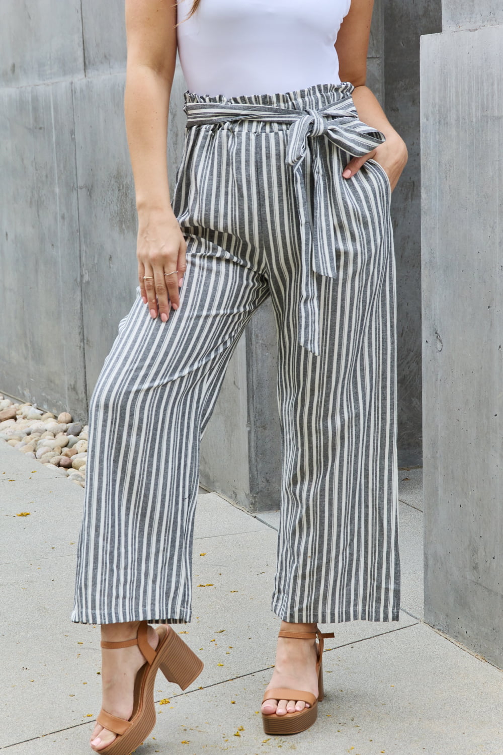 Find Your Path Paperbag Waist Striped Culotte Pants - Shop All Around Divas