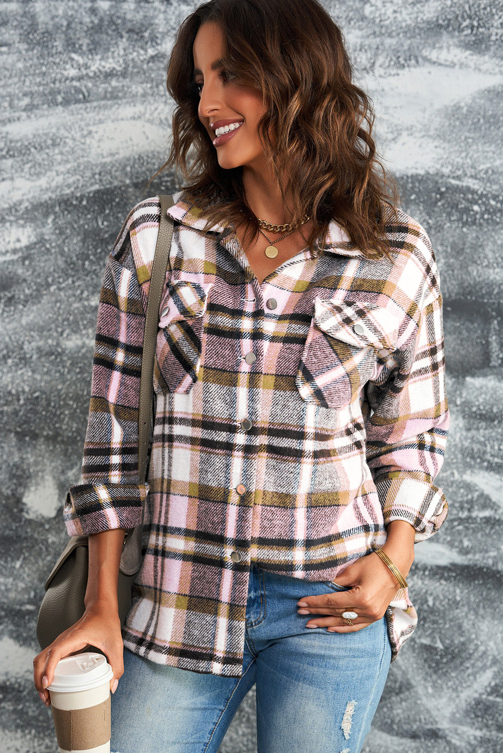 Double Take Plaid Button Front Shacket - 4 Colors - Shop All Around Divas