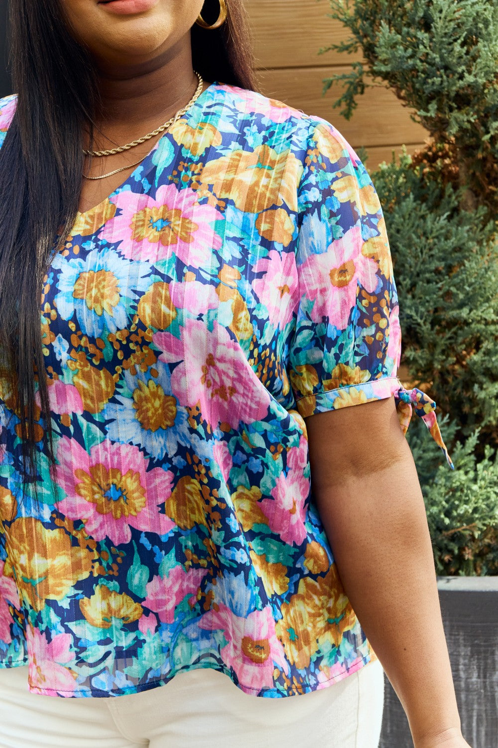 Always A Favorite Floral V-Neck Blouse