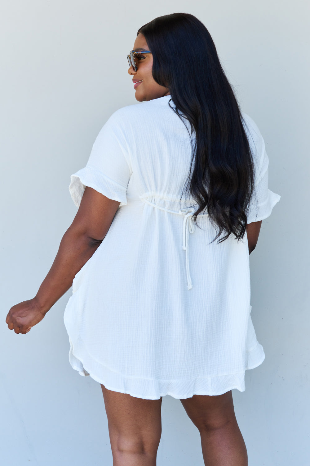 Out Of Time Ruffle Hem Dress in White - Shop All Around Divas