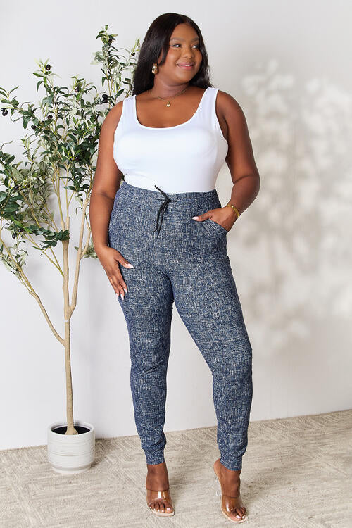 LOVEIT Heathered Drawstring Leggings with Pockets - Shop All Around Divas