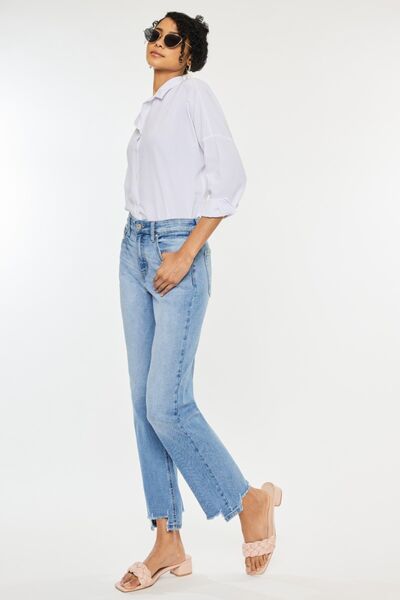 Kancan High Waist Raw Hem Straight Jeans - Shop All Around Divas