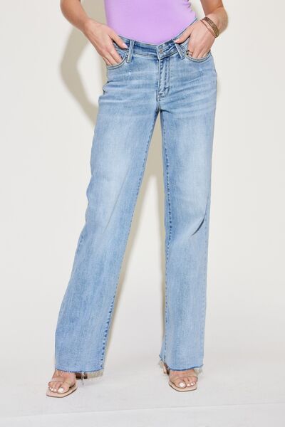 Judy Blue Full Size V Front Waistband Straight Jeans - Shop All Around Divas