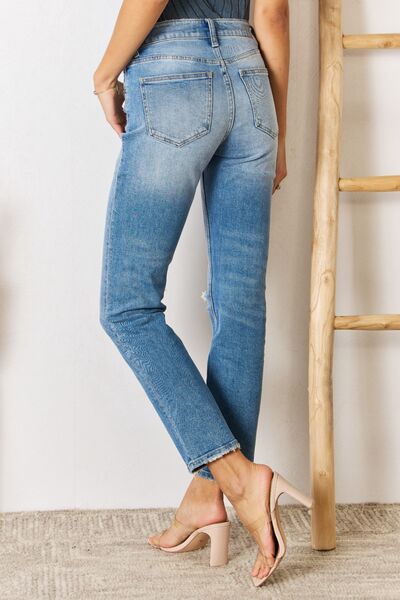 Kancan High Rise Distressed Slim Straight Jeans - Shop All Around Divas