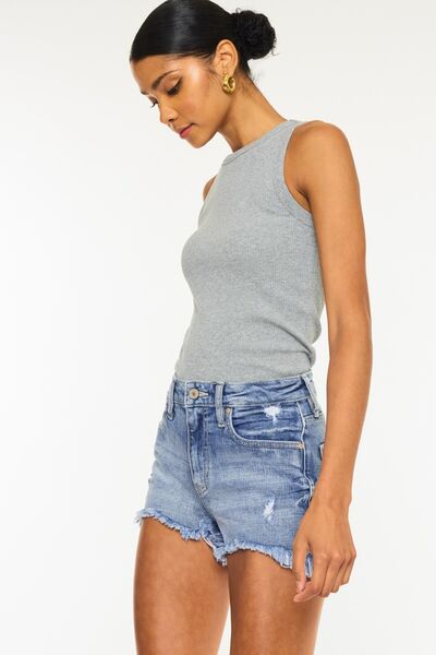 Kancan Distressed Raw Hem Denim Shorts - Shop All Around Divas