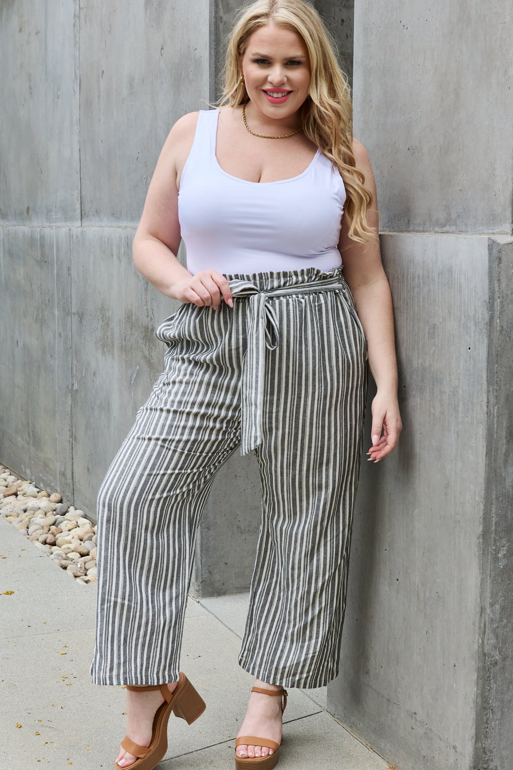 Find Your Path Paperbag Waist Striped Culotte Pants - Shop All Around Divas