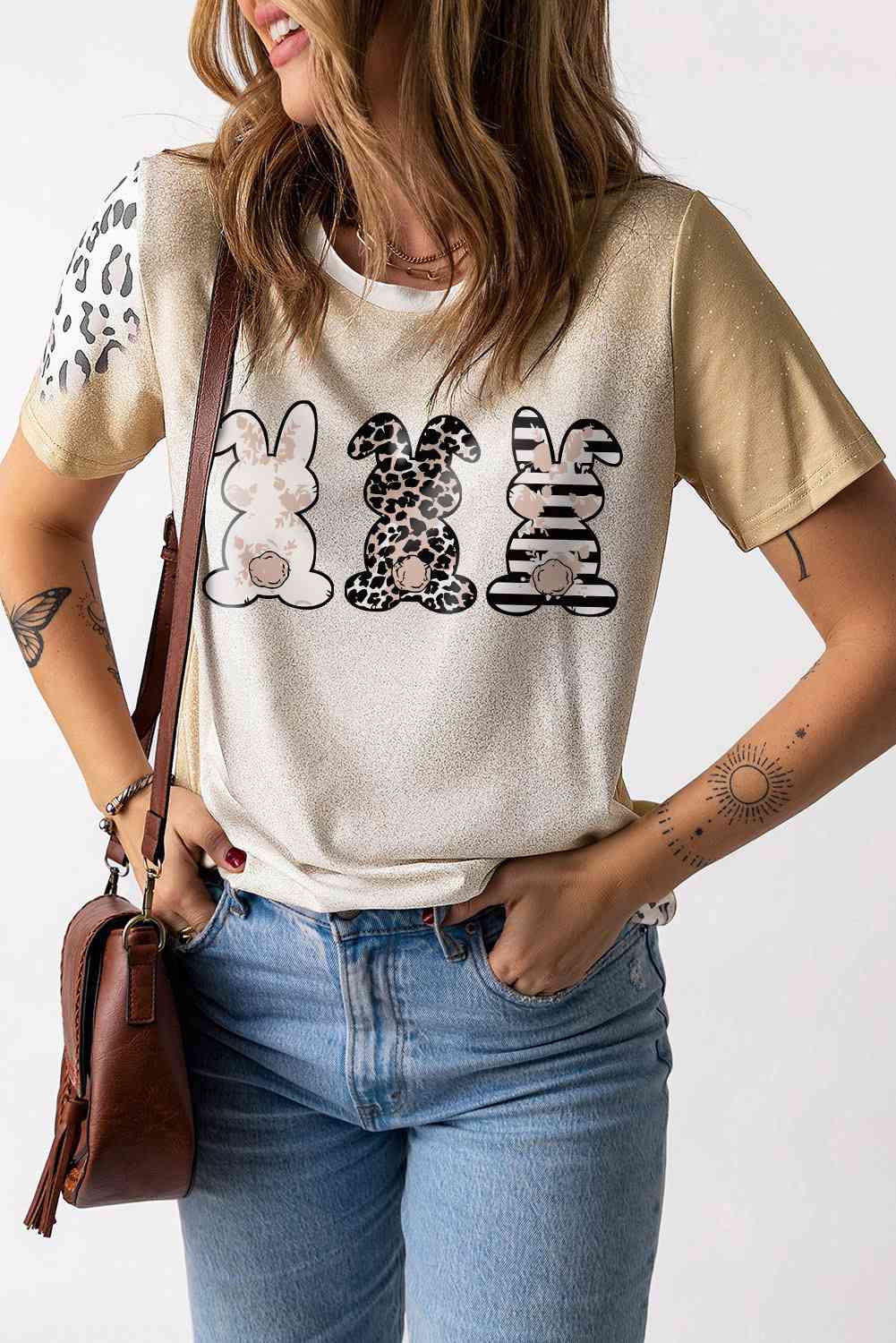 Easter Leopard Rabbit Graphic T-Shirt