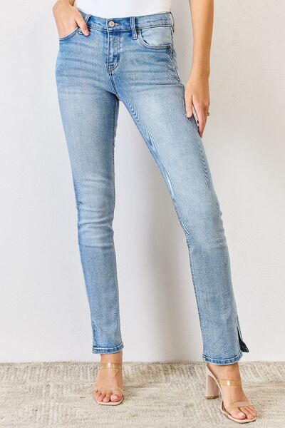 Kancan Full Size Mid Rise Y2K Slit Bootcut Jeans - Shop All Around Divas