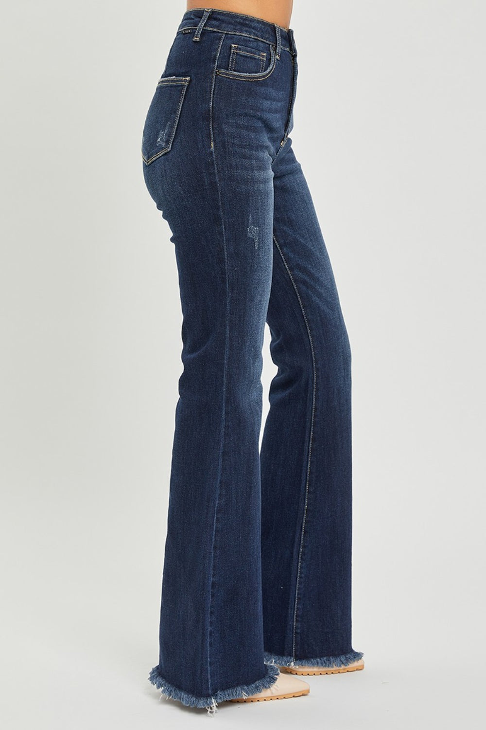 RISEN High Waist Raw Hem Flare Jeans - Shop All Around Divas