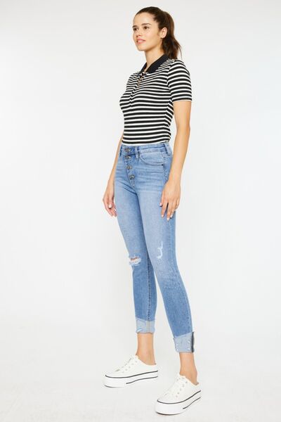 Kancan Distressed Cat's Whiskers Button Fly Jeans - Shop All Around Divas