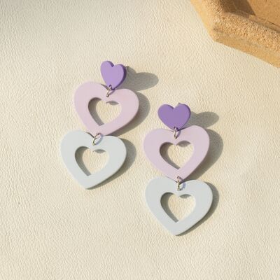 Cutout Heart Acrylic Dangle Earrings - 3 Colors