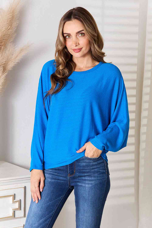 Zenana Full Size Round Neck Batwing Sleeve Blouse - Shop All Around Divas