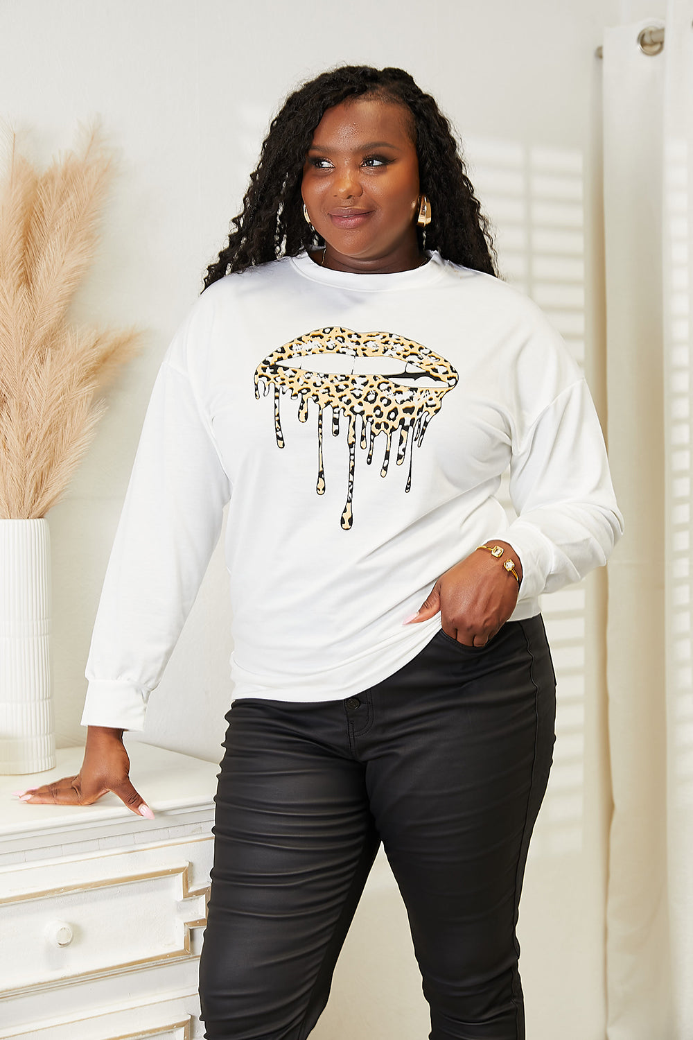 Double Take Graphic Sweatshirt - Shop All Around Divas