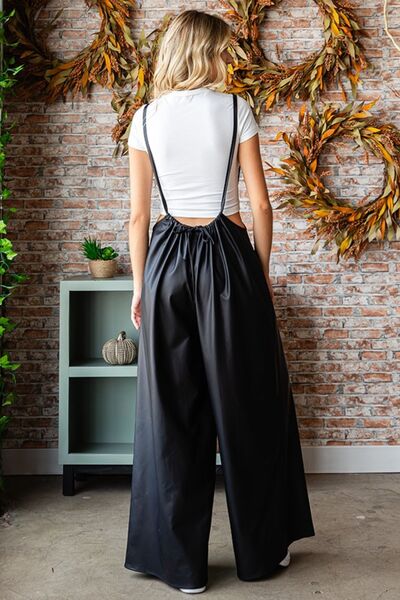 First Love Drawstring Back Spaghetti Strap Wide Leg Jumpsuit - Shop All Around Divas