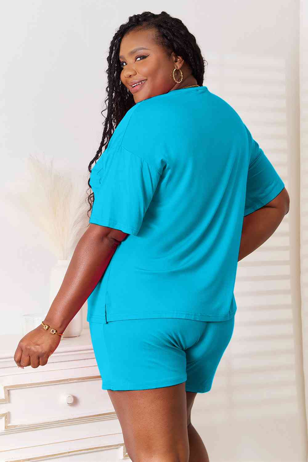 Basic Bae Full Size Soft Rayon Half Sleeve Top and Shorts Set - Shop All Around Divas