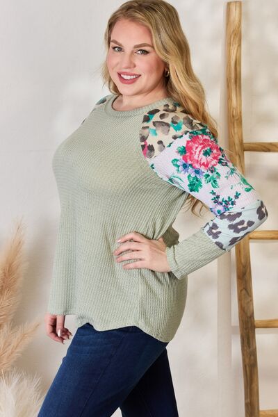 Hailey & Co Full Size Printed Round Neck Blouse - Shop All Around Divas