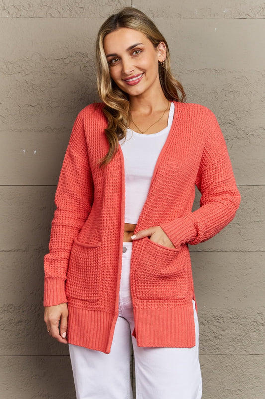 Bright & Cozy Waffle Knit Cardigan - Shop All Around Divas