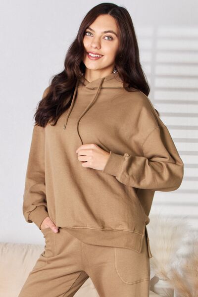 RISEN Drawstring Drop Shoulder Long Sleeve Hoodie - Shop All Around Divas