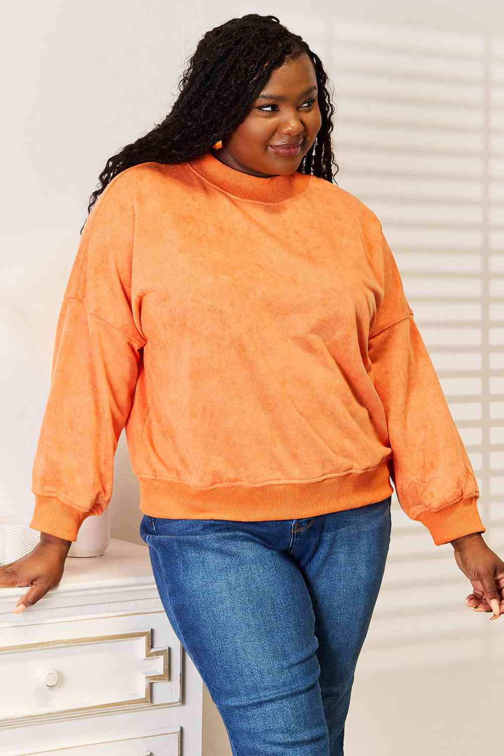 Basic Bae Round Neck Dropped Shoulder Sweatshirt - Shop All Around Divas