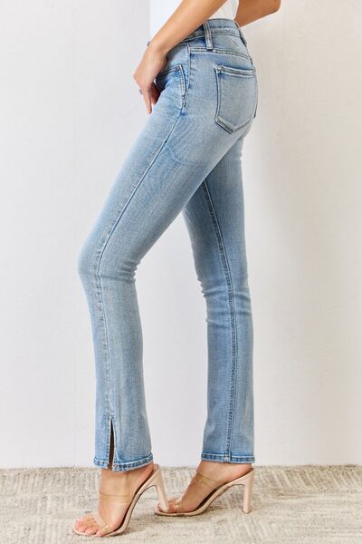 Kancan Full Size Mid Rise Y2K Slit Bootcut Jeans - Shop All Around Divas