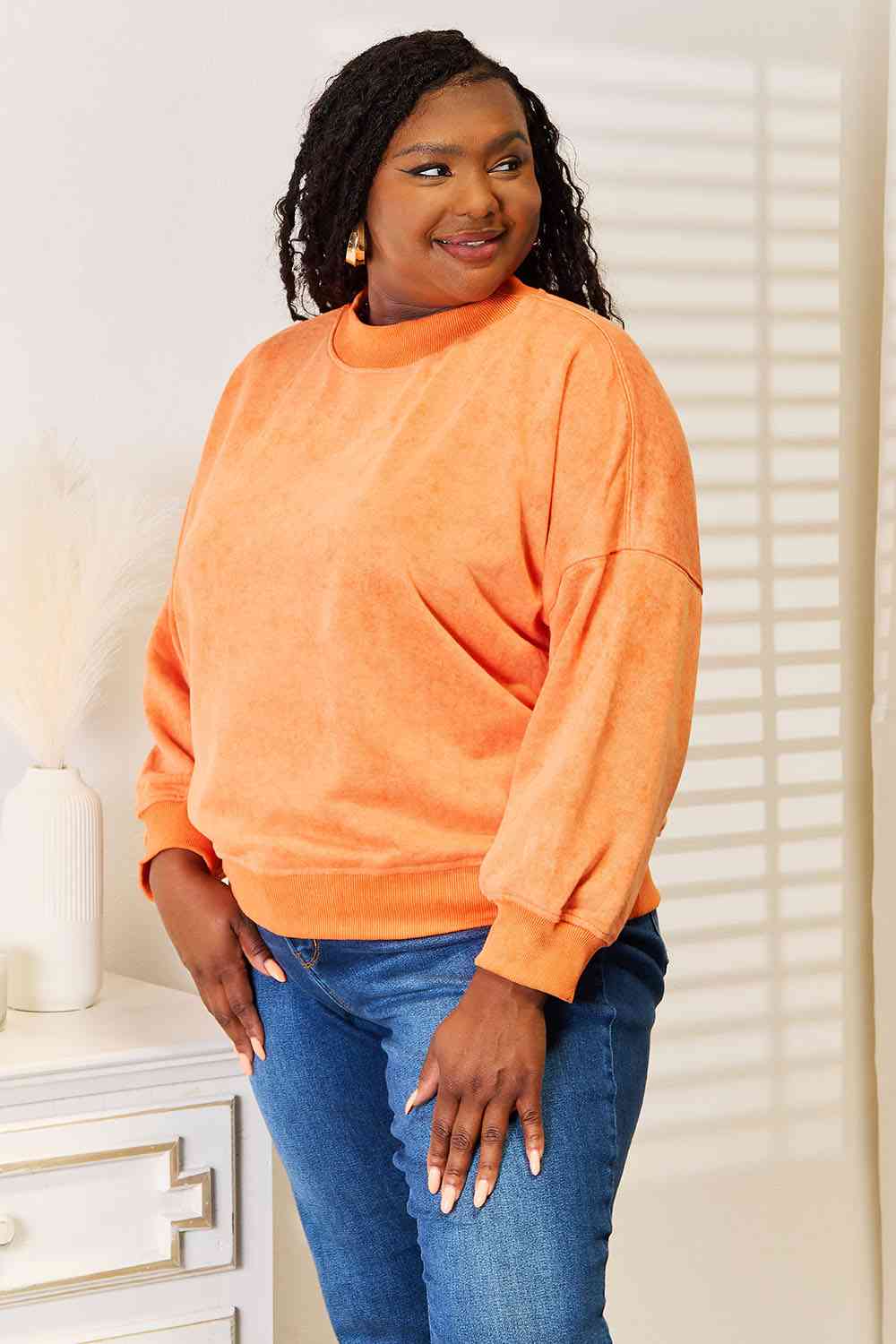 Basic Bae Round Neck Dropped Shoulder Sweatshirt - Shop All Around Divas