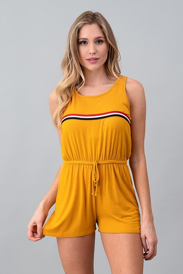 $20 Mustard Romper with Front Stripe
